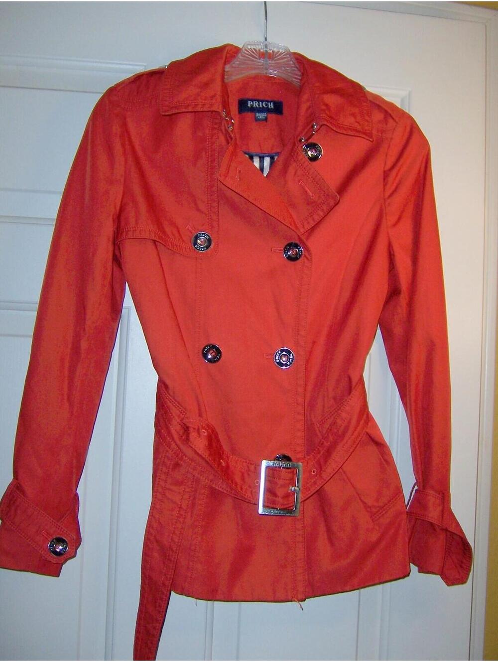Red/Orange Double-Breasted Trench Coat PRICH - Small